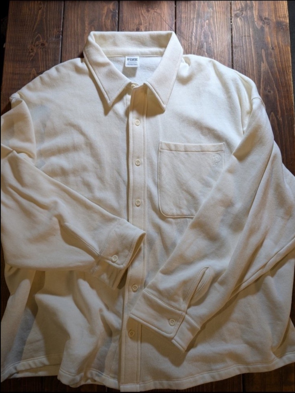 PINK Victoria's Secret Cream Button-Down Shirt